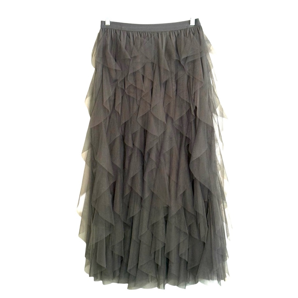 Soho Apparel Gray Ruffled Maxi Skirt